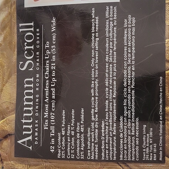 2 dinning room chair covers autumn scroll d mask gold - Picture 4 of 5